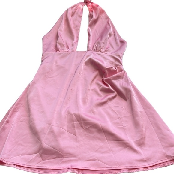 Peppermayo Pink Satin Halter Mini Slip Dress Size 6 - Picture 8 of 14